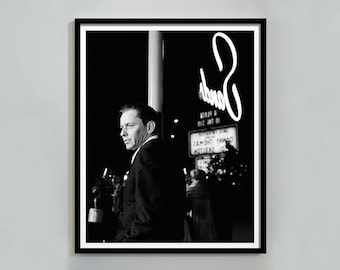 Frank Sinatra in Las Vegas Poster, Black and White, Frank Sinatra Print, Vintage Photography, Retro Music Wall Art, 1970s, Digital Download