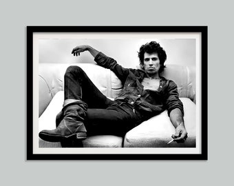 Keith Richards in Concert Poster, Black and White, Vintage Photography, Music poster, Retro Wall Art, Digital Download, Music Studio Decor