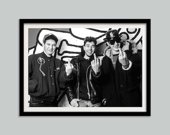 Beastie Boys Fuck You Poster, Black and White, Vintage Print, Music Poster, Printable Retro Wall Art, 1970s, Home Decor, Digital Download