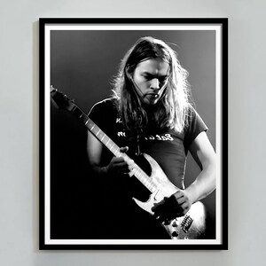 Affiche de guitare Pink Floyd David Gilmour, impression des années 1970, noir et blanc, photographie vintage, décoration d'intérieur des années 70, art mural rétro, téléchargement numérique