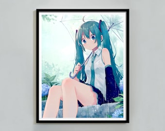 Hatsune Miku Print, Rolling Girl, Anime Poster, Girls Bedroom Decor, Digital Download, Hatsune Miku Poster & Photocards, Printable Wall Art