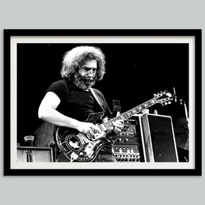 Póster del concierto de Jerry Garcia Grateful Dead, blanco y negro, impresión vintage, arte de pared musical, banda de rock, década de 1970, decoración del hogar, descarga digital