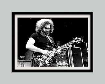 Jerry Garcia Grateful Dead Concert Poster, Black and White, Vintage Print, Music Wall Art, Rock Band, 1970s, Home Decor, Digital Download