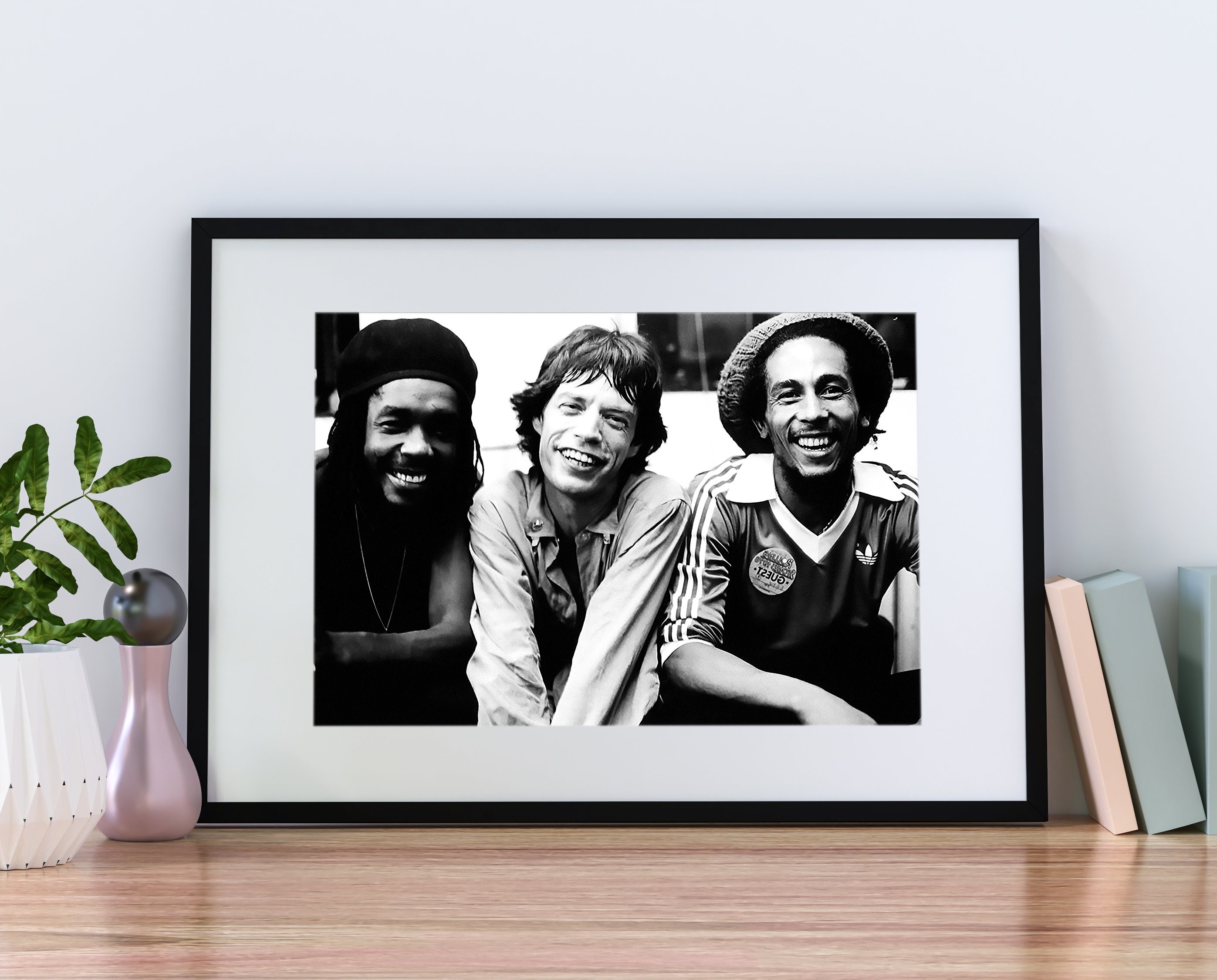 Bob Marley, Mick Jagger & Peter Tosh, Poster, Black and White