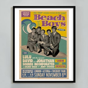 Póster de The Beach Boys en vivo en el Astoria Finsbury Park de Londres, impresión vintage, arte mural retro imprimible, años 70, decoración del hogar, descarga digital