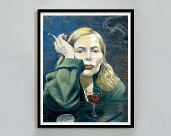 Joni Mitchell Both Sides Now Poster, Bar Cart Print, Printable Wall Art, Music Poster, Digital Download, Girls Bedoom Decor, Feminist Poster