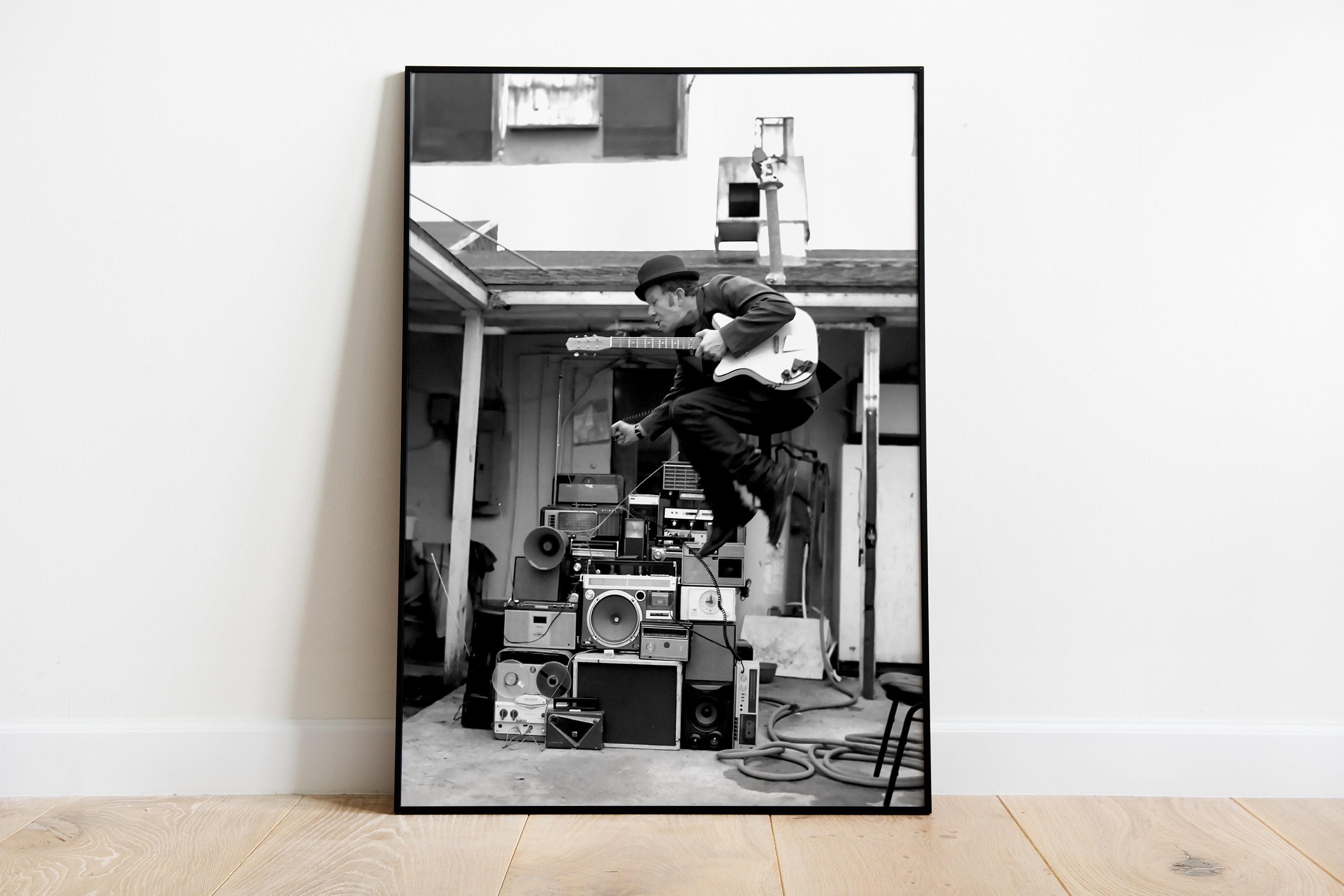 Tom Waits in Concert Poster, Black and White, Vintage Photography