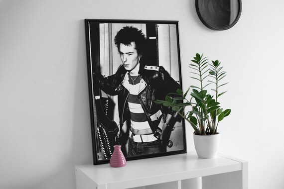 Sid Vicious Rock Band Sex Pistols Poster, Black and White, Vintage
