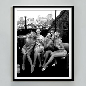 Sex in the City Print, Rooftop Party Scene, Bar Cart Wall Art, Black and White, Vintage Photography, Hypebeast Room Decor, Digital Download