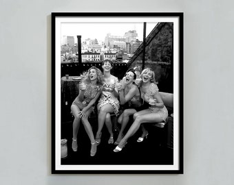 Sex in the City Print, Rooftop Party Scene, Bar Cart Wall Art, Black and White, Vintage Photography, Hypebeast Room Decor, Digital Download