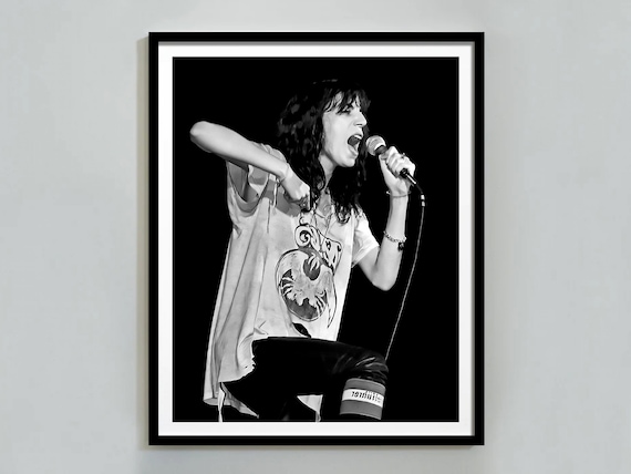 Patti Smith Print, Black and White, Vintage Music Poster, 1970s