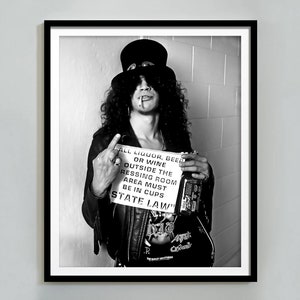 Póster de Guns N' Roses de Slash, impresión de carrito de bar, blanco y negro, fotografía vintage, decoración divertida para pared de bar, licor, cerveza, descarga digital