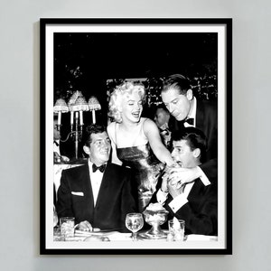 ディーン・マーティン、マリリン・モンロー、ジェリー・ルイス、ミルトン・バールのポスター、バーカートプリント、白黒、ビンテージ写真、ウォールアート、デジタルダウンロード