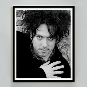 Robert Smith Poster, The Cure, Black and White, Vintage Print, Printable Music Wall Art, 1970s, Home Decor, Digital Download, Retro Wall Art