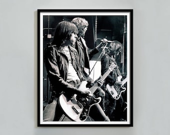 The Ramones Guitar Poster, Black and White, Vintage Print, Retro Wall Art, Rock Band Music Poster, Digital Download, 1970s, Music Home Decor