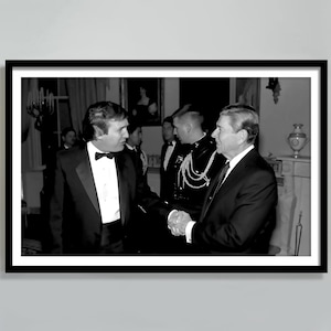 Presidente Ronald Reagan Donald Trump Poster, Casa Branca, Preto e Branco, Foto Vintage, Impressão Jovem Trump, Decoração de Casa, Download Digital