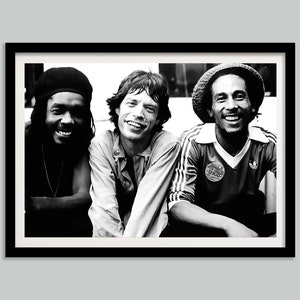 Bob Marley, Mick Jagger e Peter Tosh, Poster, Bianco e Nero, Stampa Vintage, Arte Murale Retro Stampabile, Anni '70, Arredamento per la Casa, Download Digitale