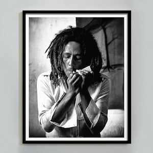 Affiche de Bob Marley, noir et blanc, impression de Bob Marley, photographie vintage, affiche de musique, art mural imprimable, téléchargement numérique