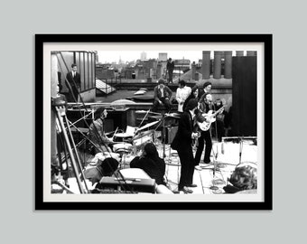 The Beatles Rooftop Concert Poster, Black and White, Vintage Print, Music Poster, Printable Wall Art, 1970s, Home Decor, Digital Download