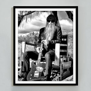 Billy Gibbons Poster, schwarz weiß, Vintage Fotografie, Retro Druck, druckbare Musik Wandkunst, 1970 Musikstudio Dekor, digitaler Download