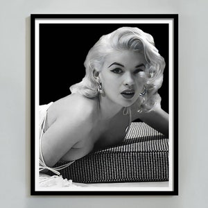 Jayne Mansfield Photo, Black and White, Vintage Print, Old Hollywood Decor, Digital Download, Printable Retro Wall Art, 1970s, Home Decor