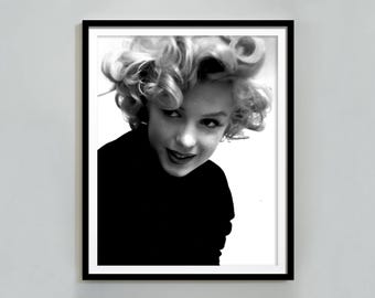 Marilyn Monroe Print, Black and White, Fashion Photography, Vintage Movie Poster, Old Hollywood Decor, Printable Wall Art, Digital Download