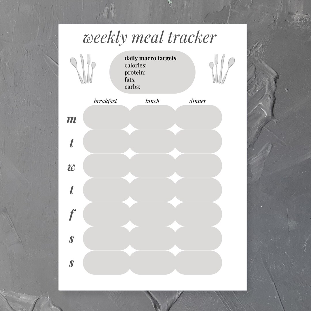 Weekly Meal Planner & Macro Tracker Printable Digital Download - Etsy