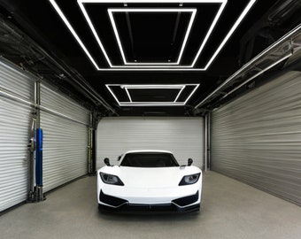 Modern LED Garage Light Fixture - 6000K 508W 3 Rectangle LED Light Set - 45,720 Lumens with Border 110V 15.98FT X 7.88FT