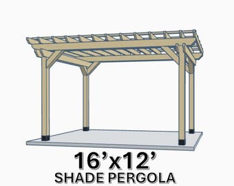 Planos de pérgola de 16x12 en PDF + Lista de compras para patio exterior