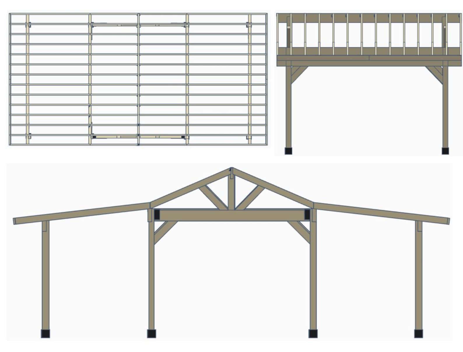 30x16 Pavilion Plans PDF + Shopping List for Outdoor Patio - Etsy