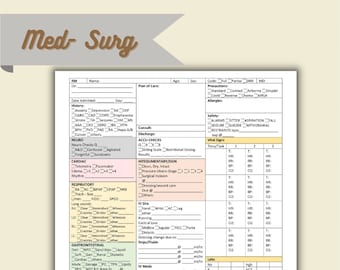 Med- Surg Nurse Report Sheet/ Brain 1 patient
