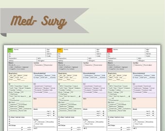 Med- Surg Nurse Report Sheet/ Brain 3 patients