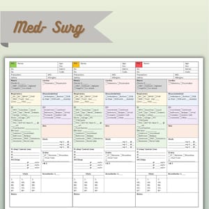 Med- Surg Nurse Report Sheet/ Brain 3 patients