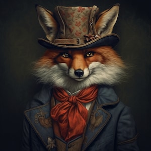 Digitale print vos-dierenkunst | Voor het maken van unieke doe-het-zelfcadeaus | Gebruiken met wandtapijten, canvas muurkunst, kussens, dekens