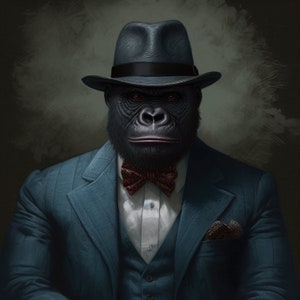 Gorilla-Animal Art Digital Print | For Creation of Unique DIY Gifts | Use With Tapestry, Canvas Wall Art, Pillows, Blankets