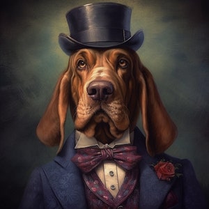 Bluthund-Tierkunst Digitaldruck | Für die Kreation von Einzigartigen DIY Geschenken | Verwendung mit Wandteppich, Leinwand Wandkunst, Kissen, Decken