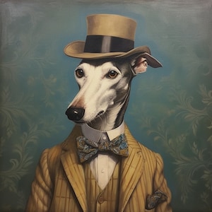 Stampa digitale di Greyhound-Animal Art / Per la creazione di regali fai da te unici / Da usare con arazzi, tele da parete, cuscini, coperte
