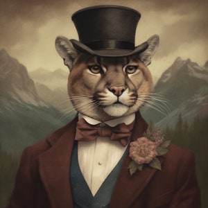 Mountain Lion-Dier Art Digital Print | Voor het maken van unieke doe-het-zelfcadeaus | Gebruiken met wandtapijten, canvas muurkunst, kussens, dekens