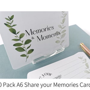 Boîte commémorative du père et imprimée Share a Memory Cards Pack de 50 cartes A6, motif verdure, au lieu de funérailles Livre d'or de condoléances