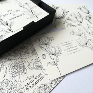 Coffret cadeau In Loving Memory après la mort de 20 cartes souvenir de luxe avec boîte en papier de lin, pour garder les histoires de maman, papa, meilleur ami