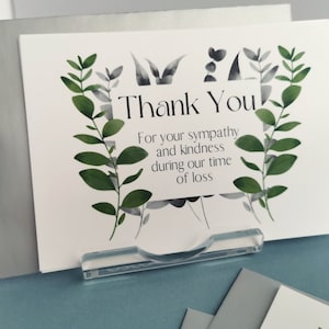 8 Funérailles Merci pour votre sympathie et votre gentillesse Cartes postales de condoléances avec enveloppe argentée, envoyées après un deuil ou à la mémoire