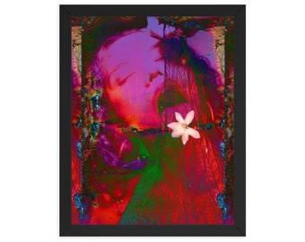Framed poster - Woman Art Print, Red, Purple, Black Green