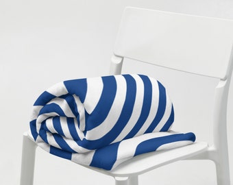 Blue and Cream Striped Throw Blanket