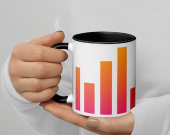 Mug with Colourful Inside and Bar Design on Outside