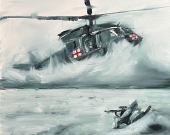 Guardião da Tempestade de Areia – Pintura de Pouso de Resgate do UH-60 Black Hawk