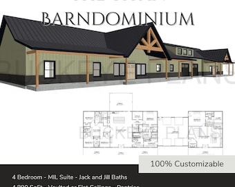 Mother In Law Suite Barndominium Floor Plan with Framing Plans and Elevations!!!