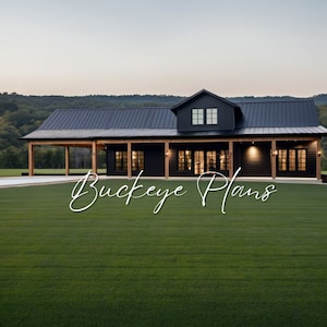 The Rustic Ridge Barndominium with a HIDDEN PANTRY and Carport - Complete Plans