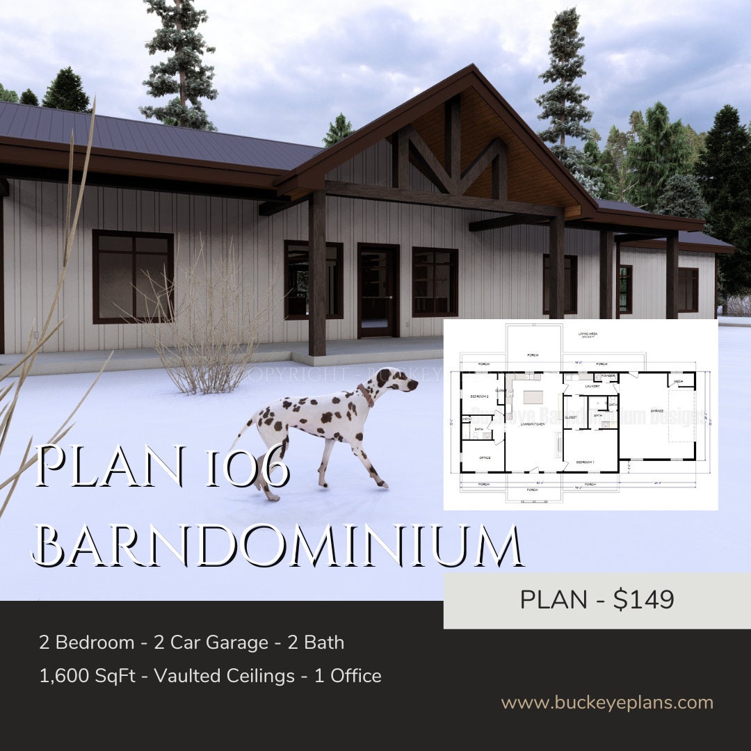 2 Bedroom Barndominium 1600 Square Feet