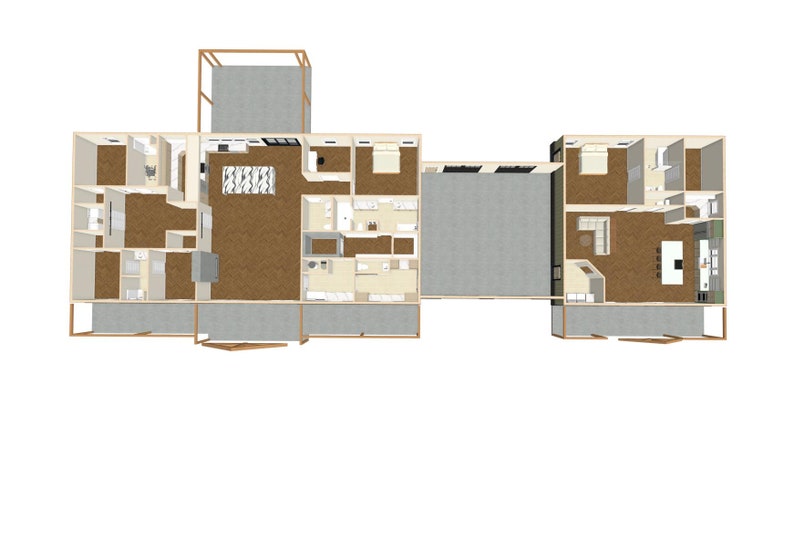 Mother In Law Suite Barndominium Floor Plan with Framing Plans and Elevations image 2