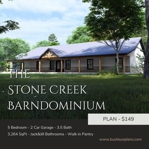 The Stone Creek Barndominium 5 Bedroom 3.5 Bath